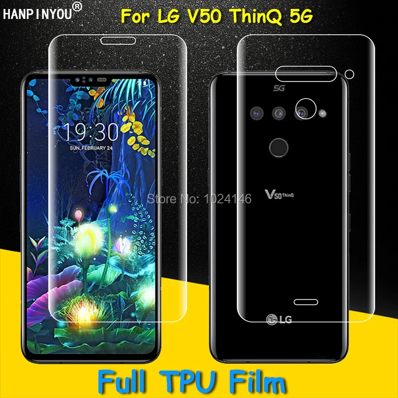 Защитная пленка для экрана LG V50 ThinQ из мягкого ТПУ полное покрытие изогнутые