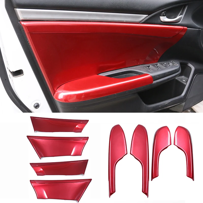 Накладка на подлокотник двери для Honda Civic Защитная панель на подлокотник с защитой от царапин - Название цвета: red 1