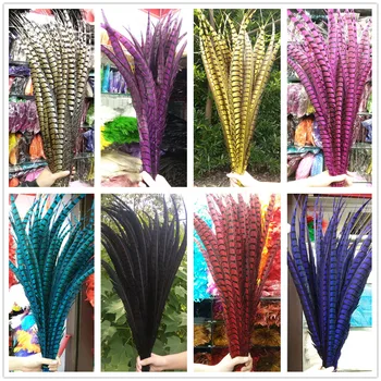 

Wholesale 10/50/100pcs Beautiful Natural Copper Tail Chicken Feathers 80-90cm/32-36inches Stage Performances Decoration