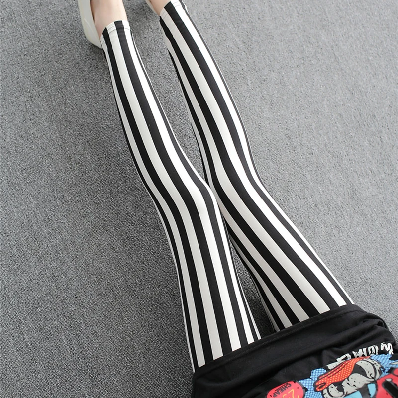 grey leggings YSDNCHI Striped Printing Pants Fitness Legging Elastic High Waist Polyester Women Stretchy Workout Leggins leggings with pockets