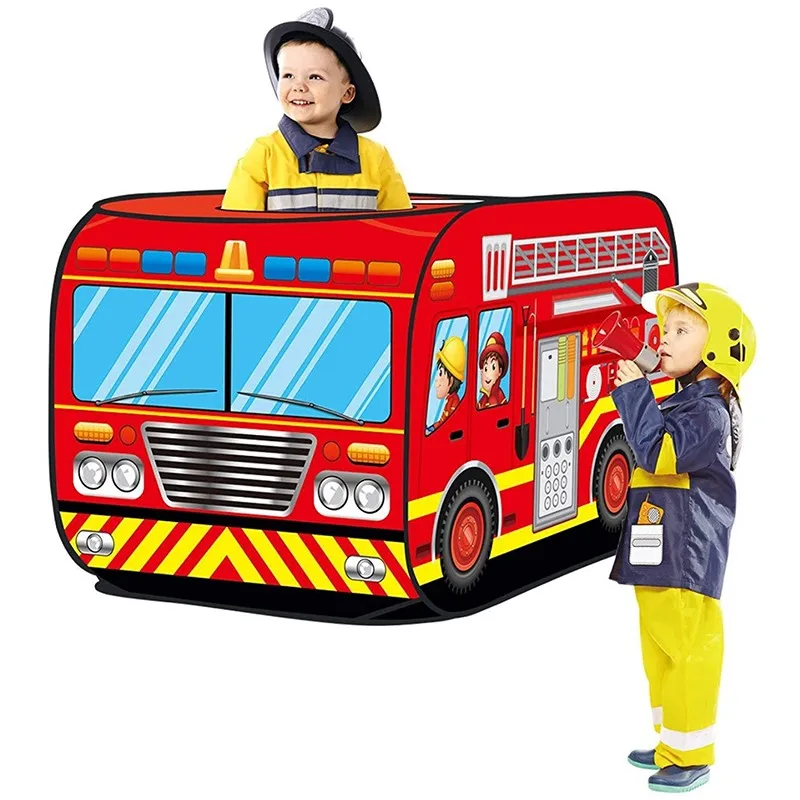 Beste Kinderen Spelen Tent Firefighter Politieagenten Pretend Play Brandweerwagen Politie Auto Ontwerp Kids Gamehouse Speelgoed Hut Gemakkelijk Fold playhouse