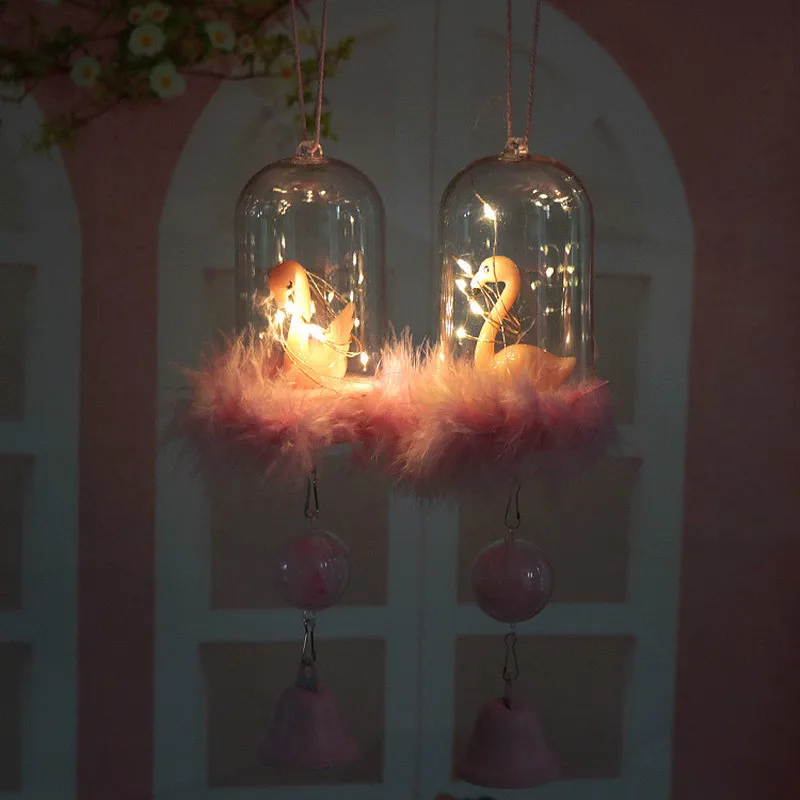 Ночной светильник с фламинго, украшение для комнаты, подвесные украшения, ночник с фламинго, домашний декор, детский мультяшный подарок на день рождения для детей