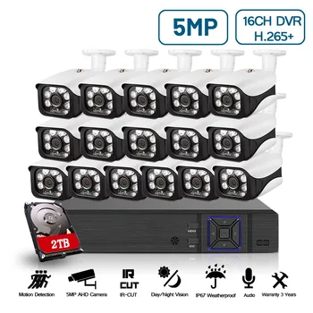 

AHCVBIVN 5MP Video Surveillance System 16CH CCTV Security Kit 16PCS 5.0MP Security Camera Super Night Vision 3MP 4MP 5MP NVR