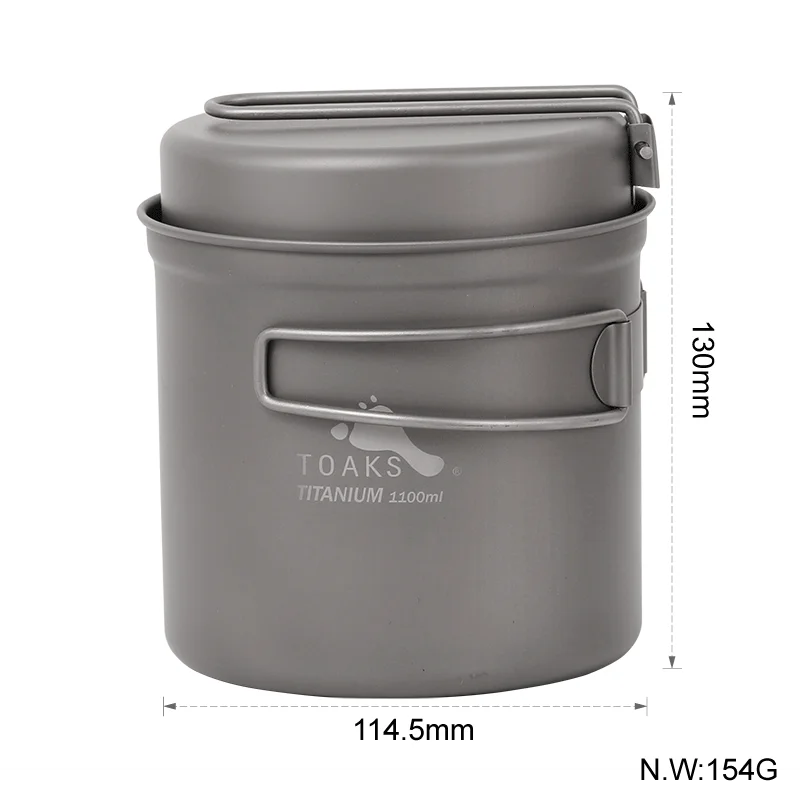 TOAKS 1,1 Lpot с сковородой для походов на открытом воздухе, титановая кухонная посуда, набор кастрюль, Сверхлегкий портативный для альпинизма, пикника - Цвет: CKW-1100