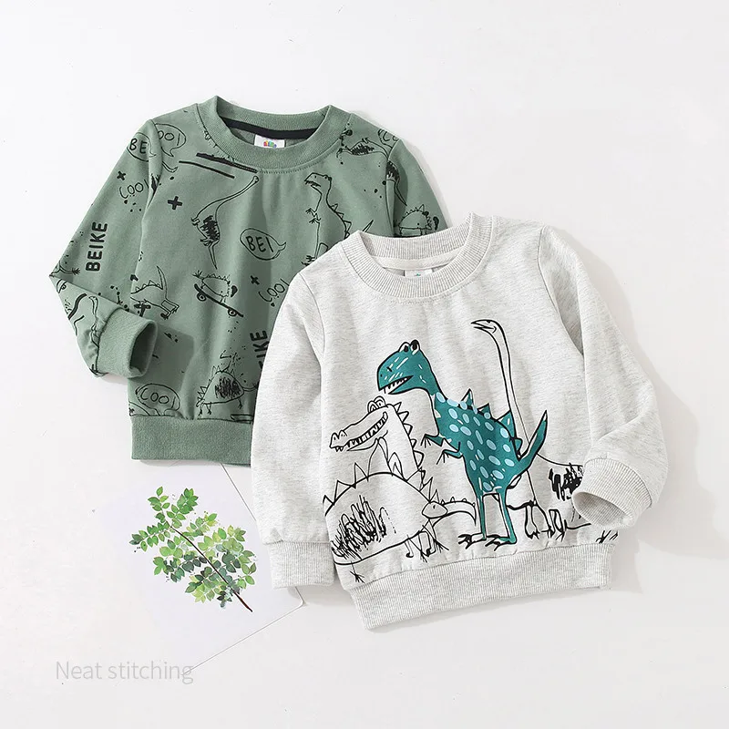 Spring Autumn New Design 2 3 4 6 8 10 Years Children'S Clothing Cartoon Animal Print All-Match Sweatshirt For Kids Baby Boy