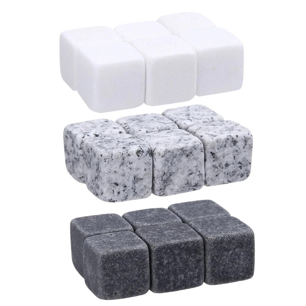 

6/9 pcs Whiskey Stones Sipping Ice Cube Cooler Reusable Whisky Wine Ice Chilling Stone Natural Rocks Bar Wine Cooler Bar Set