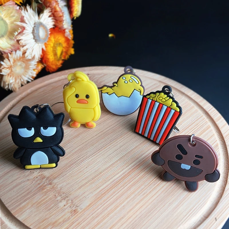 

1PCS Silica Gel Key Ring Black Yellow Duck Popcorn Egg Toy Pendant Office School Supply Xmas Gift
