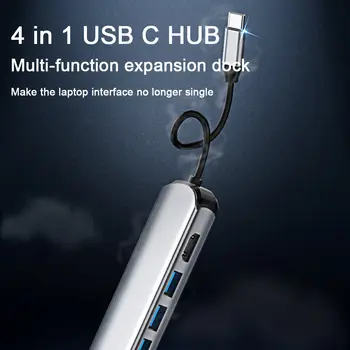 

Type-c Hub 4 in 1 Multiport Adapter with 4K HD Aluminum 3*USB 3.0 Port Wireless Charger USB-C Docking Station for MacBook Pro