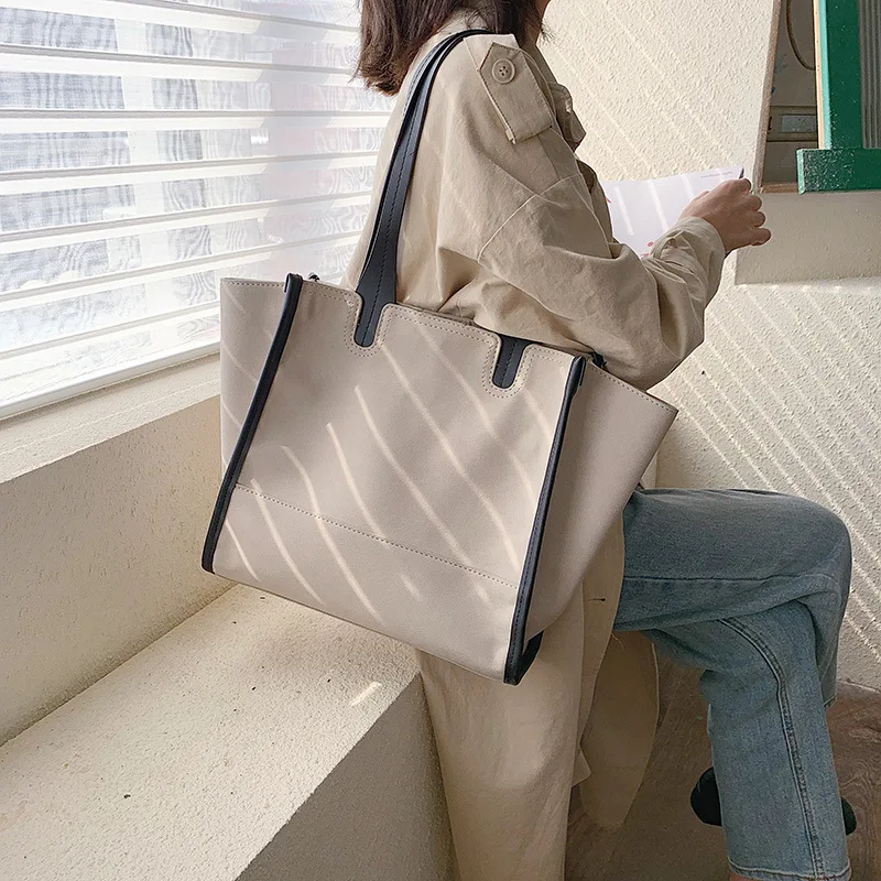 

Korean-style Big Bag Women's 2019 New Style Fashion Simple Textured Shoulder Bag Autumn And Winter Casual Versatile Hand Tote Ba