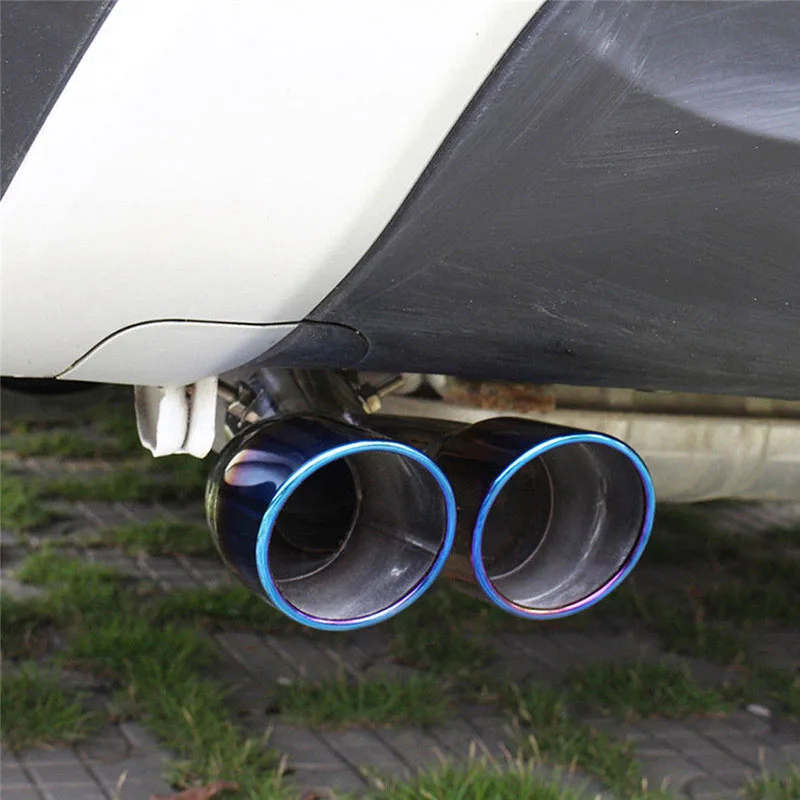 

Blue Dual Exhaust Pipe Stainless Steel Car Rear Tail Muffler Accessories