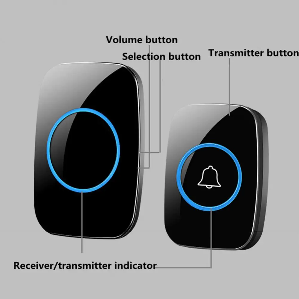 Wireless Doorbell A10 Waterproof 300m Remote Door Chime Plug-in Button Ring Alarm