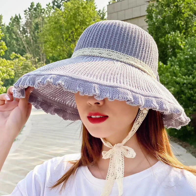 Trendy Solid Color Bowknot Sun Hat Big Wide Brim UV Protection Hats for Women Ladies Summer Bohemian Beach Panama Bucket Caps | Аксессуары