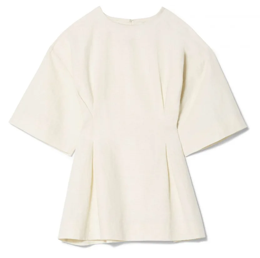 

Women Shirt Waist-stitched Cotton and Linen-blend Top