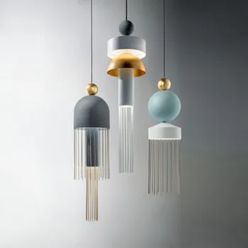 

Postmodern tassel LED pendant lights Nordic fixtures living room hanging lamp bedroom restaurant bar suspension lighting
