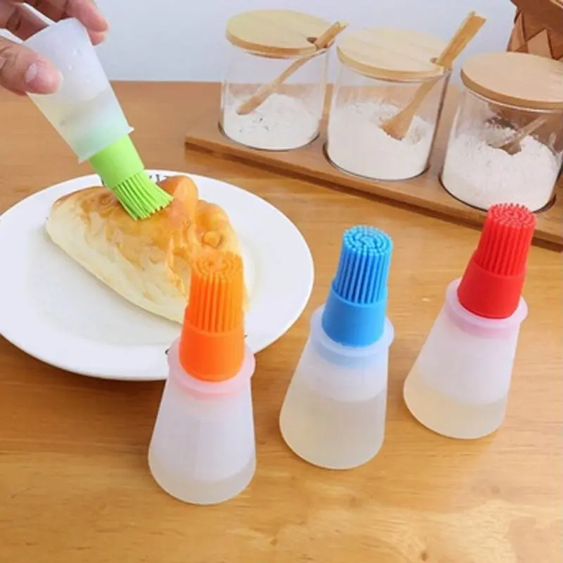 ABUI-4Pcs портативная силиконовая бутылка для масла с кистью для выпечки кисточка для смазывания гриля Кондитерская масляная щетка кухонная выпечка для мёда для масла барбекю