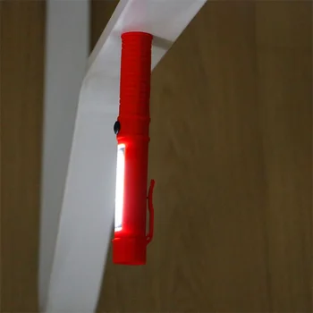 

LED COB Flashlight Plastic Mini Portable Light Handle Work Pen Holder Magnet Flashlight LED Lamp 3W Dry Battery Waterproof