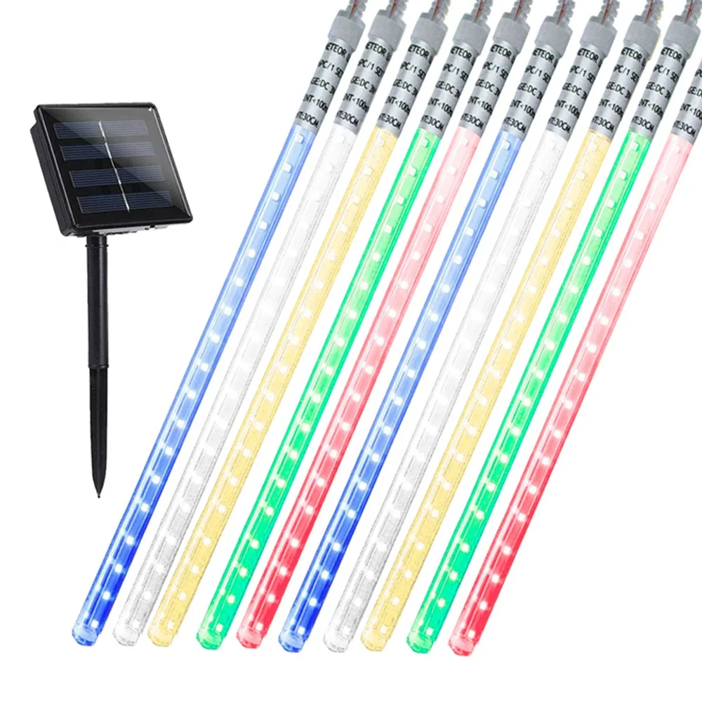 

10 Pics 30/50cm Solar Power Meteor Shower Rain Tubes 24 40 Led DC7V LED Outdoor String Lights For Christmas Wedding Decor