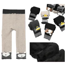 Зимние Бархатные леггинсы для мужчин и женщин; хлопковые плотные теплые штаны с открытым шаговым швом с рисунком животных для малышей