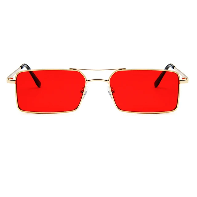 OEC CPO Vintage Square Metal Steampunk Sunglass Women Brand Designer Metal Punk Sun Glasses Driving Men Oculos De Sol O156 C1Gold-Red