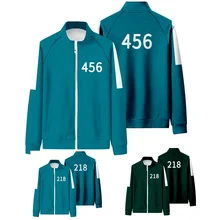 Veste à capuche de jeu de calmar télévisée, Costume de fête vert, Costume de Cosplay numéro 456 218 067 001, manteau pantalon, rouge, accessoires 