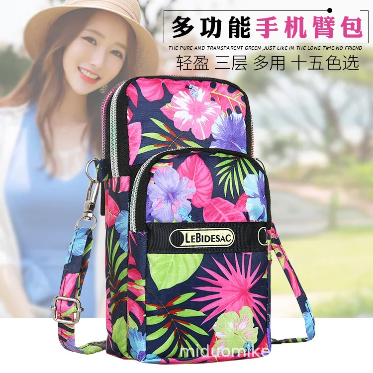 

New Style WOMEN'S Fashion Handbag Nylon Printed Shoulder Bag Outdoor Sports Mobile Phone Armstrap
