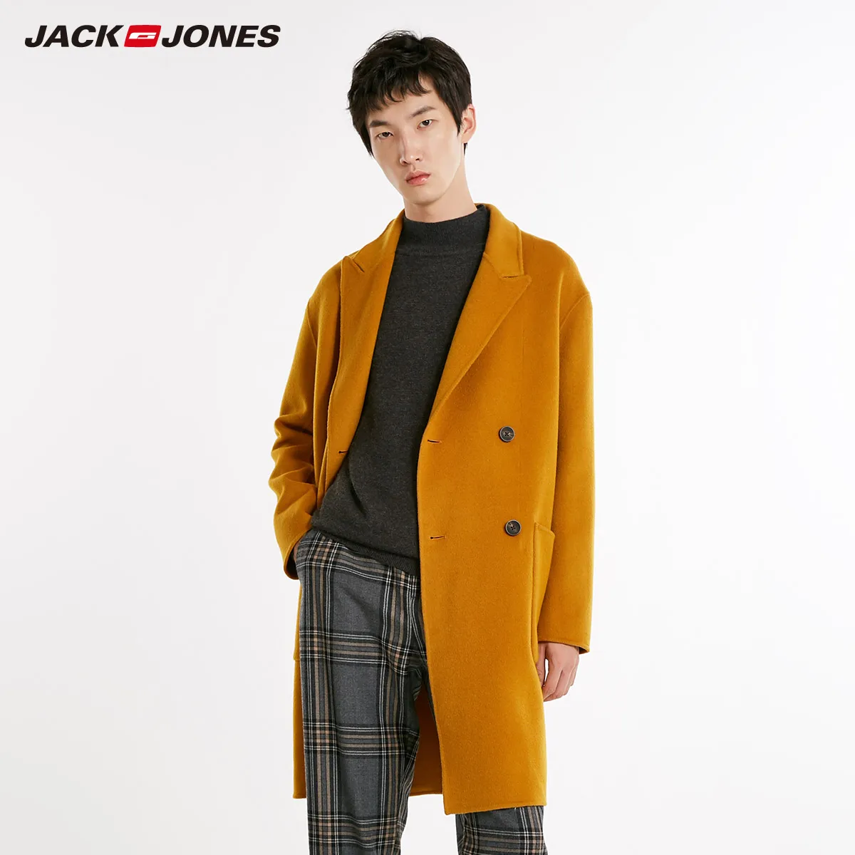 RICK YELLOW JackJones на осень-зиму Мужская Чистый Цвет шерстяное пальто | 218427516 - Цвет: RICK YELLOW