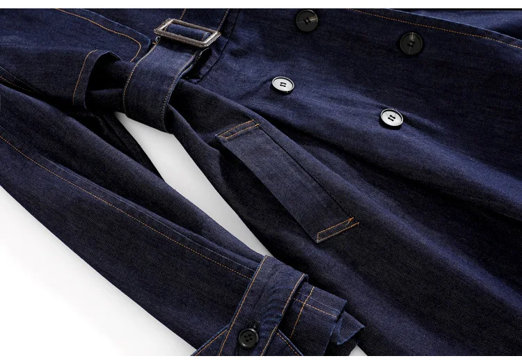 new spring Casual Medium and long section Trench Coats fashion Cotton Long sleeve Double Breasted Coats womens