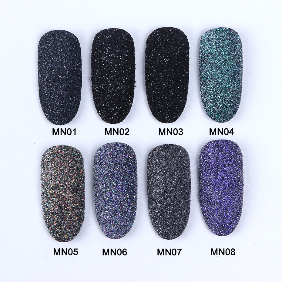 1 Box Shiny Iridescent Glitter Sugar Sand Powder For Nails 3D Acrylic Flowers Design White Black Sequins Decoration LAMN01-08-1