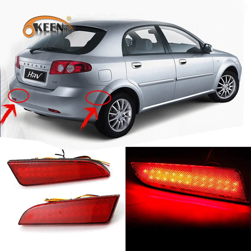 

2Pcs for Buick Excelle 2008-2015 Red LED Rear Bumper Reflector Light Tail Brake Parking Warning Driving Lamp Fog Light