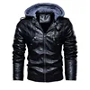 Mens Leather Jacket Zipper Hooded Jacket Men Winter Coat Slim Motorcycle Jacket Fashion Clothing Outwear Plus Size 4XL 2022 New ► Photo 2/6