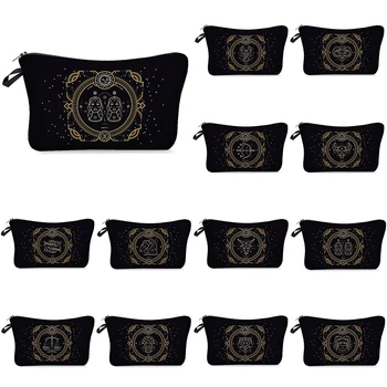 

Makeup Bag Women Cosmetic Bag With Multicolor Pattern 3D 12 constellations Printing neceser Toiletry Bag Travel makeup Organizer