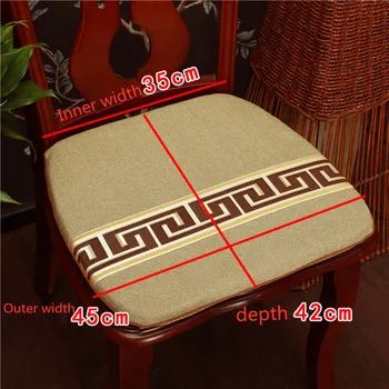 

Classic Patchwork Lace Dining Chair Seat Cushion Chinese Ethnic Anti-slip Seat Pads Linen Home Replaceable Cushions Seats