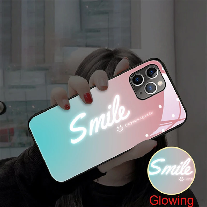 

Phone Case For Iphone 12 11 Pro Max 8 7 Plus LED Flash Cover Glass Call Light Case For iPhone SE 2020 XR XS MAX 12 Mini4.6