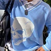 Rapcopter Y2K Sweaters Skulls Pullovers V Neck Knitwear Loose Casual Knitted Tops Women Streetwear E-Girl Tops Blue 2022 Autumn ► Photo 1/6