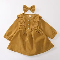 Mädchen Cord Kleid Langarm für Herbst & Winter – Bild 3
