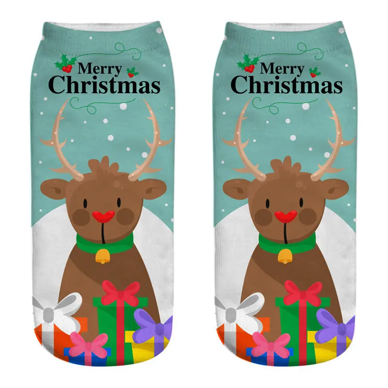 Новые рождественские носки с 3D принтом забавные Мужские Носки с рисунком лося снеговика Санты соккен с низким вырезом унисекс на лодыжке Xmas Sox Calcetines hombre - Цвет: 12