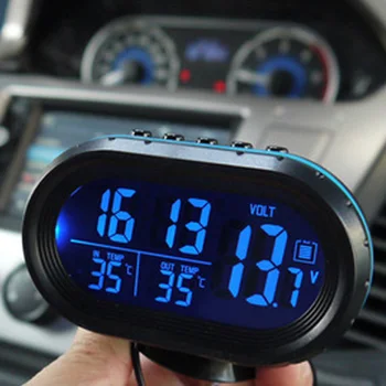 

93x68x25mm Car Digital Thermometer Clock Plastic&Glass Material With 1*Outside Sensor+2*CR2032 Button Cells+1*Power Plug