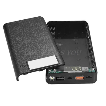 

QC 3.0 Dual USB + Type C PD 8x 18650 Battery DIY Power Bank Box LED Light Fast Charger For iPhone Samsung Cell Phone Tablet 37MC