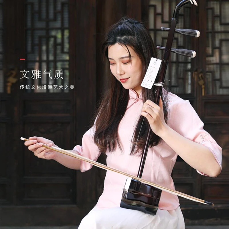 Chinese Erhu Solid Wood Two strings violin Position mark Urheen Musical Stringed Instruments Rosin bow Case
