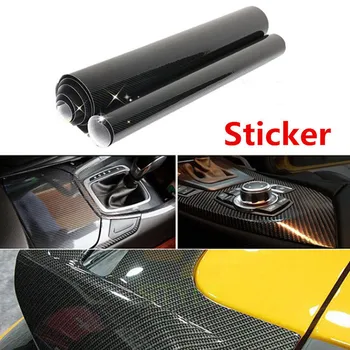 

6D Sticker Glossy Carbon Fiber Black Wrap Vinyl Decal Film Air Release