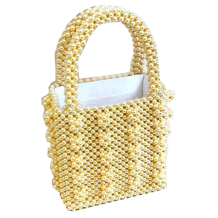

Caker Brand 2019 Women Pearl Beaded 3D Flower Handbag High Quality Beach Bags