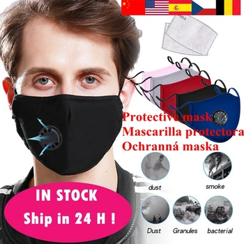 

Mask With Valve Anti-fog Thick Fog Mist PM2.5 Breathable PM2.5 Filter Mouth Mask Reusable For Man's Protective Mask Health Care