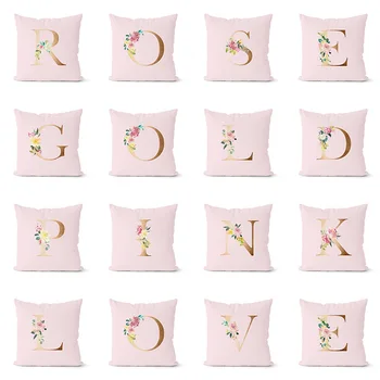 

Pink Pillow Cover Decorative Gold Letter Printed Cushion Covers Pillowcase Sofa Cushions Cover Decorative Pillow Cover 45*45cm