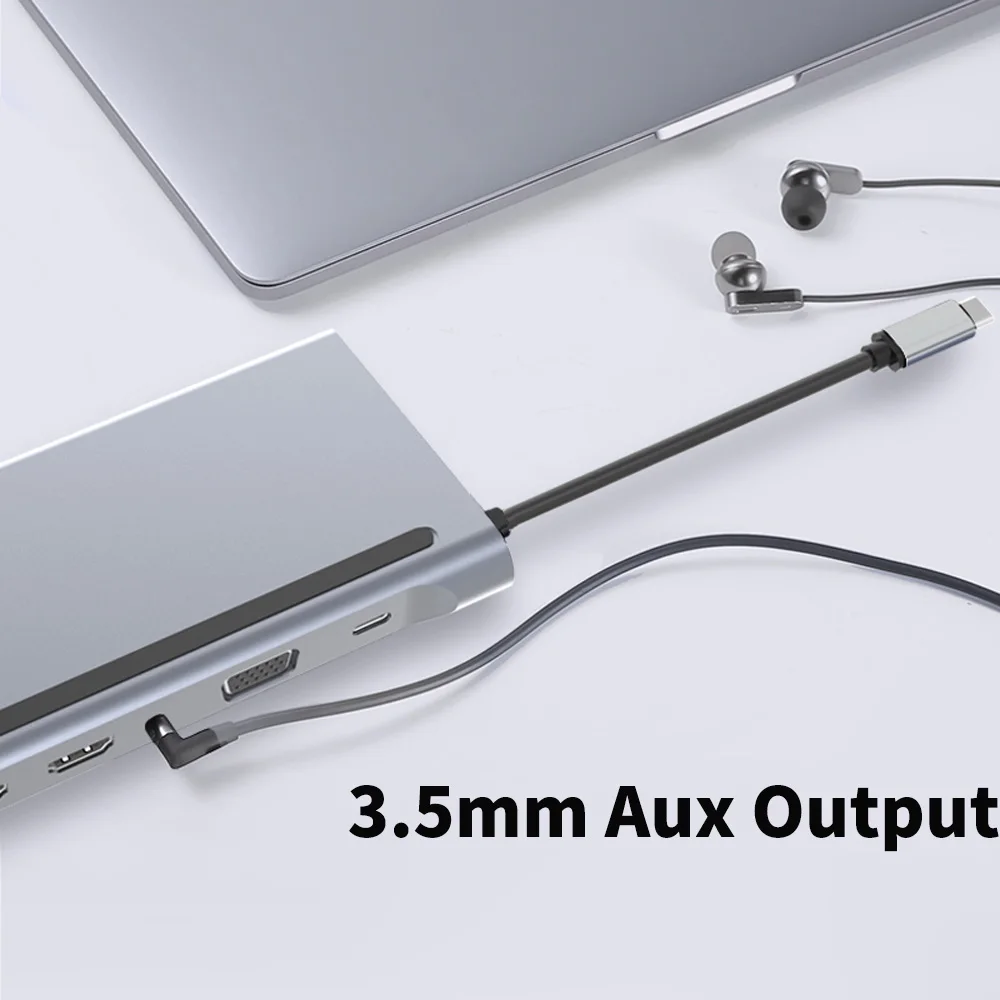 Baseus USB-C Hub naar 3x USB 3.0/USB-C PD/RJ45/VGA/TF/SD.3.5MM