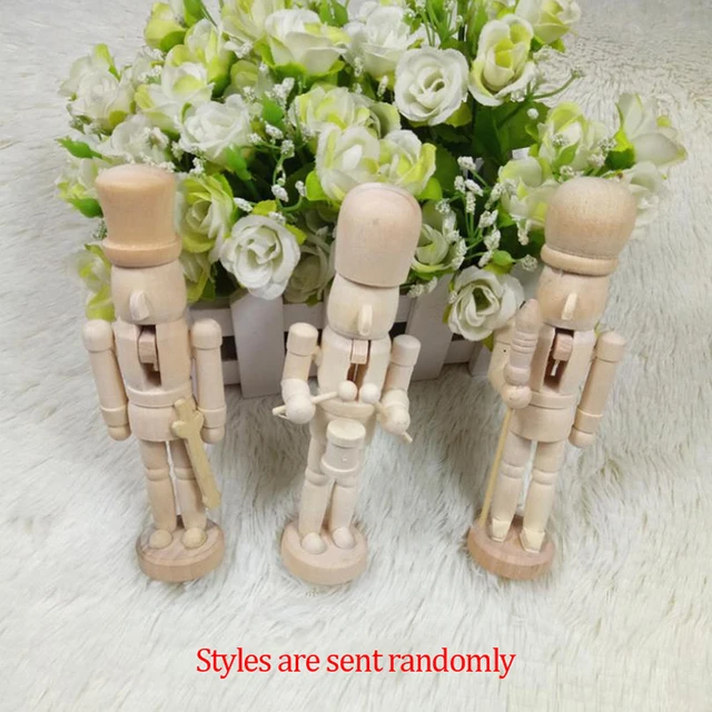 Boe Narodzenie  1Pc 12cm Nutcracker Puppet Christmas Decor DIY Wood Embryo Nutcracker Soldier 2