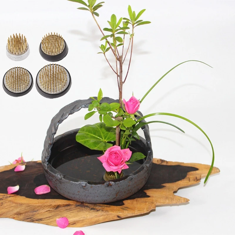 Круглая Цветочная лягушка Ikebana Kenzan с резиновой прокладкой предметы для