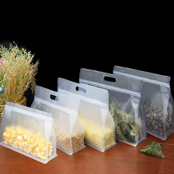 

Transparent Zip Self Sealing Bag Long Square Seal Frosted Storage Bags Ziplock Stand Up Food Packaging Plastic Wrapping Material