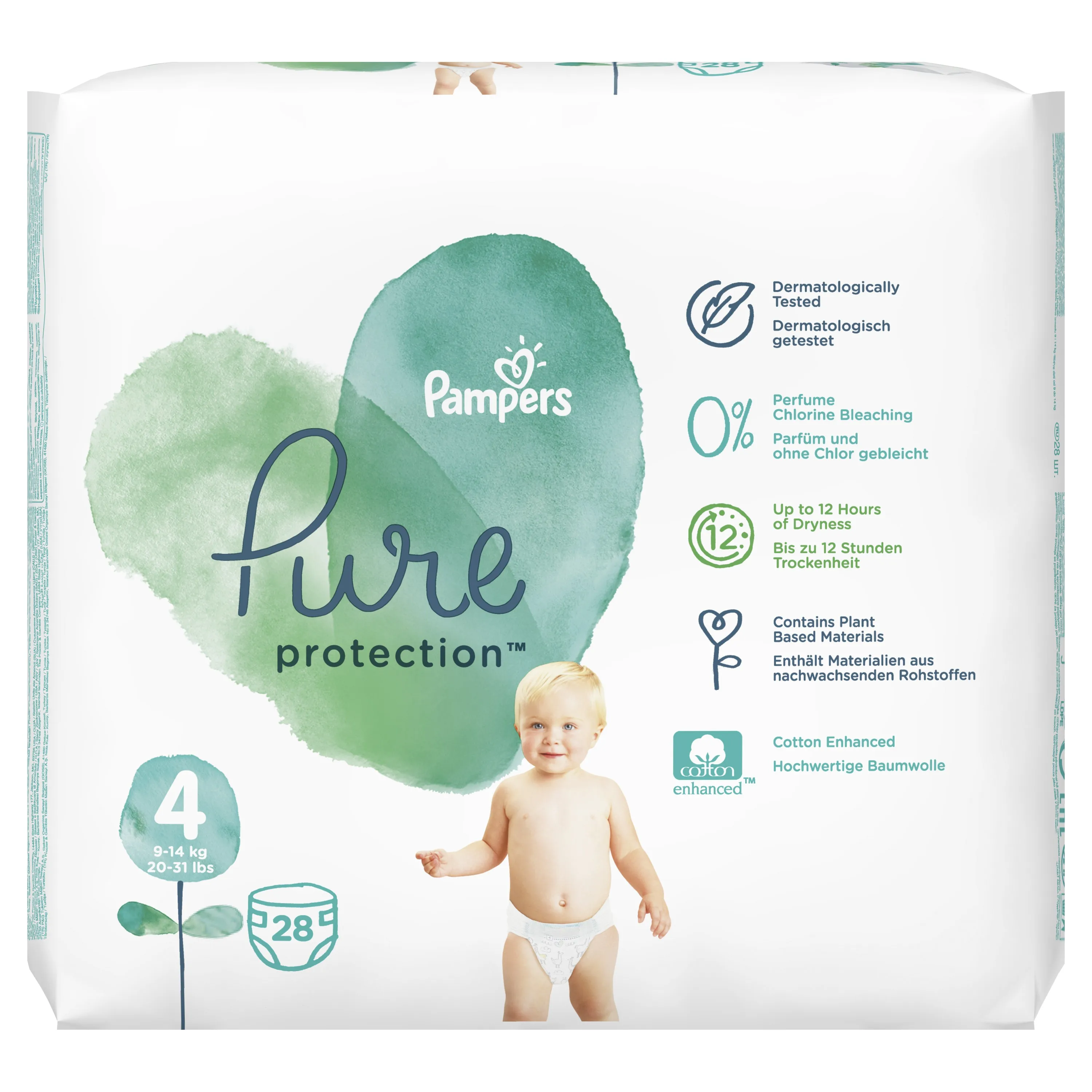 Подгузники Pampers Pure Protection 9 14 кг размер 4 28 шт.|Одноразовые подгузники| |