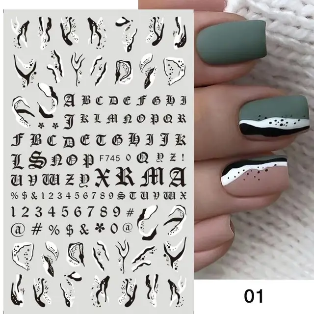 1PC Heart Love Design 3D Nail Sticker English Letter stickers Face Pattern Trasnfer Sliders Valentine's Day Nail Art Decoration 3d-F745