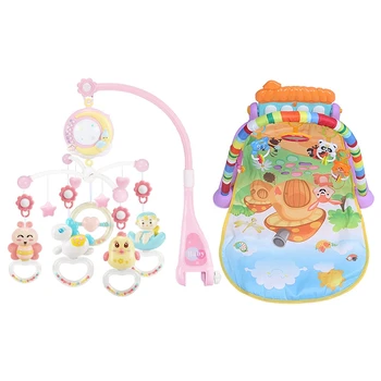 

1Pcs Baby Rattles Crib Mobiles Toy Holder - Pink & 1Pcs Baby Activity Mats Early Development Activity Mat with Piano Keyboard In